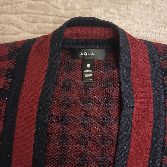 AQUA knit sparkly maroon burgundy cardigan size xs - Picture 3 of 3